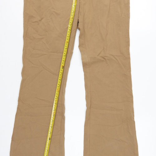 Marks and Spencer Women Beige UK 10 Long Flared Tailored Trousers