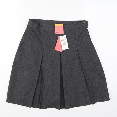 Marks & Spencer Girls Grey Plus Fit Pleated School Uniform Skirt 11-12 Years