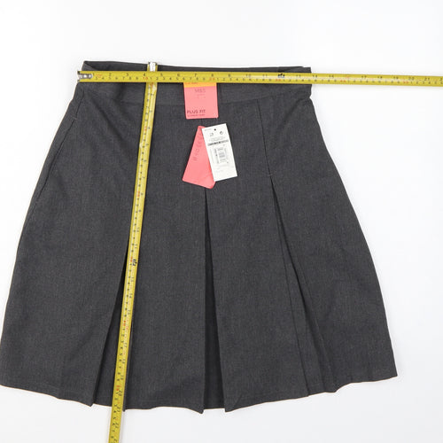 Marks & Spencer Girls Grey Plus Fit Pleated School Uniform Skirt 11-12 Years