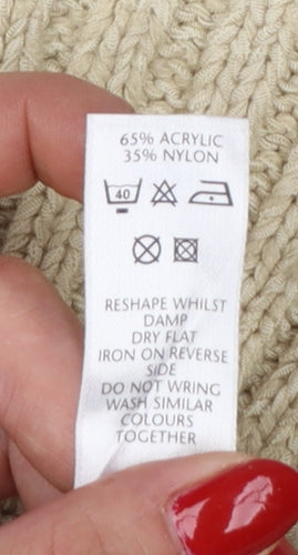 Bhs Women Ivory Size 16 Open Knit Roll Neck Short Sleeve Cardigan