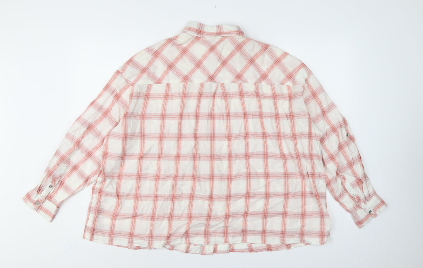 Marks and Spencer Women Pink Check Cotton Blend Button-Up Shirt UK 14