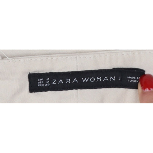Zara Women Beige UK 12 Tailored Tapered Dress Trousers