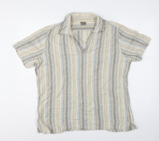 Bh Marylebone House Men’s Multicoloured Striped Cotton Polo Shirt L