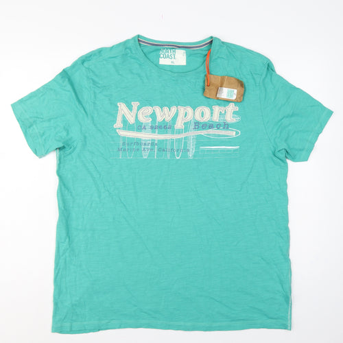 Marks Spencer Men’s XL Green Newport Beach Graphic Cotton T-Shirt NWT