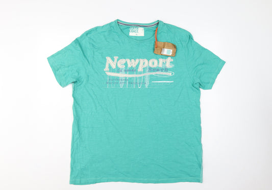 Marks Spencer Men’s XL Green Newport Beach Graphic Cotton T-Shirt NWT