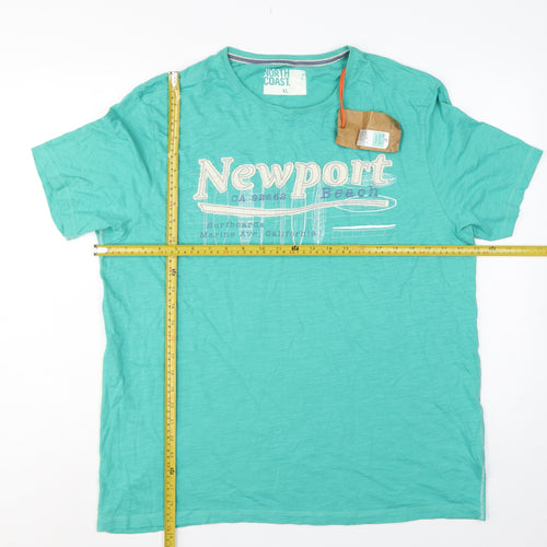 Marks Spencer Men’s XL Green Newport Beach Graphic Cotton T-Shirt NWT