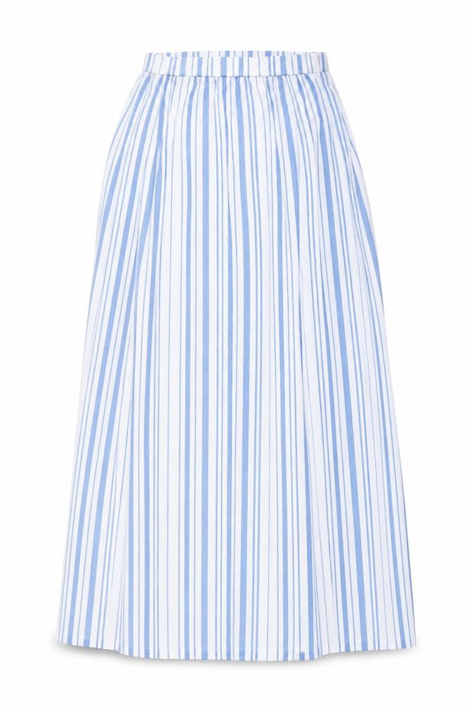 ASOS Women Blue White Stripe High Rise Long A-Line Skirt UK 8