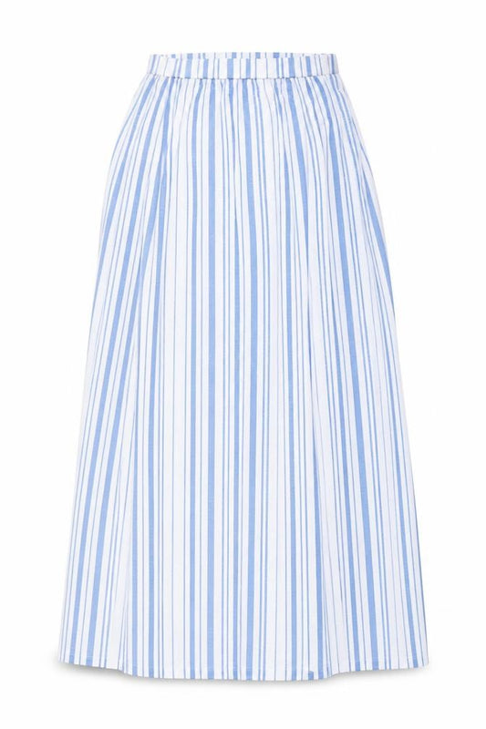 ASOS Women Blue White Stripe High Rise Long A-Line Skirt UK 8