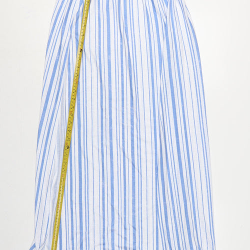ASOS Women Blue White Stripe High Rise Long A-Line Skirt UK 8