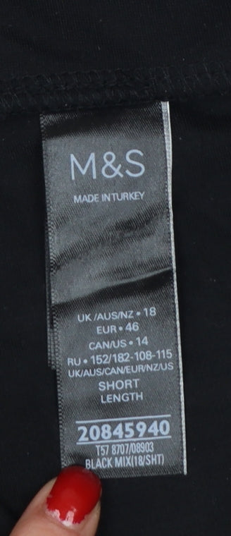 Marks & Spencer Women Black Mix UK 18 Short Side Stripe Leggings