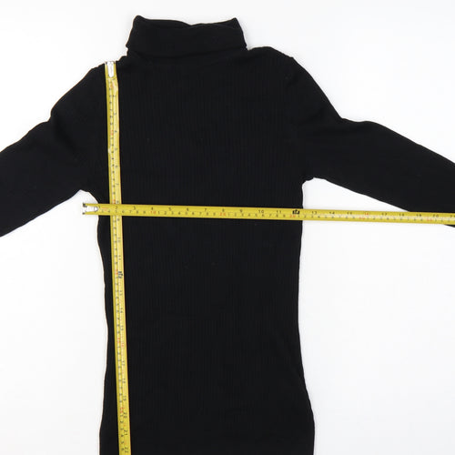 Hobbs Women Black M Merino Wool Ribbed Roll Neck Pullover Jumper