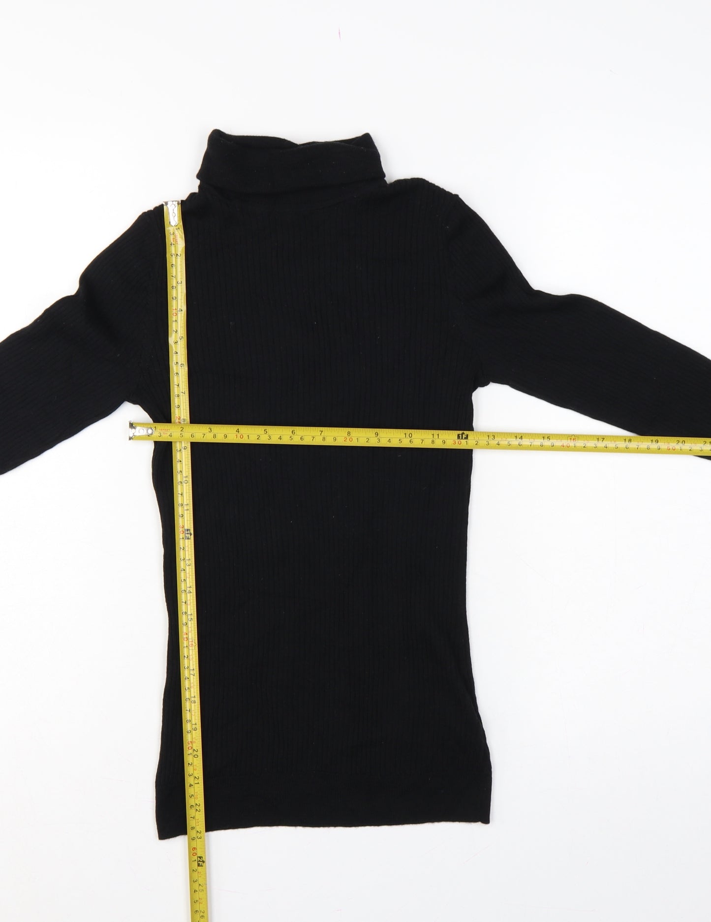 Hobbs Women Black M Merino Wool Ribbed Roll Neck Pullover Jumper