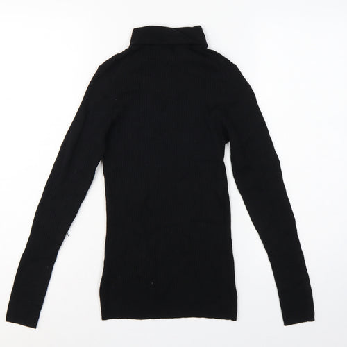 Hobbs Women Black M Merino Wool Ribbed Roll Neck Pullover Jumper