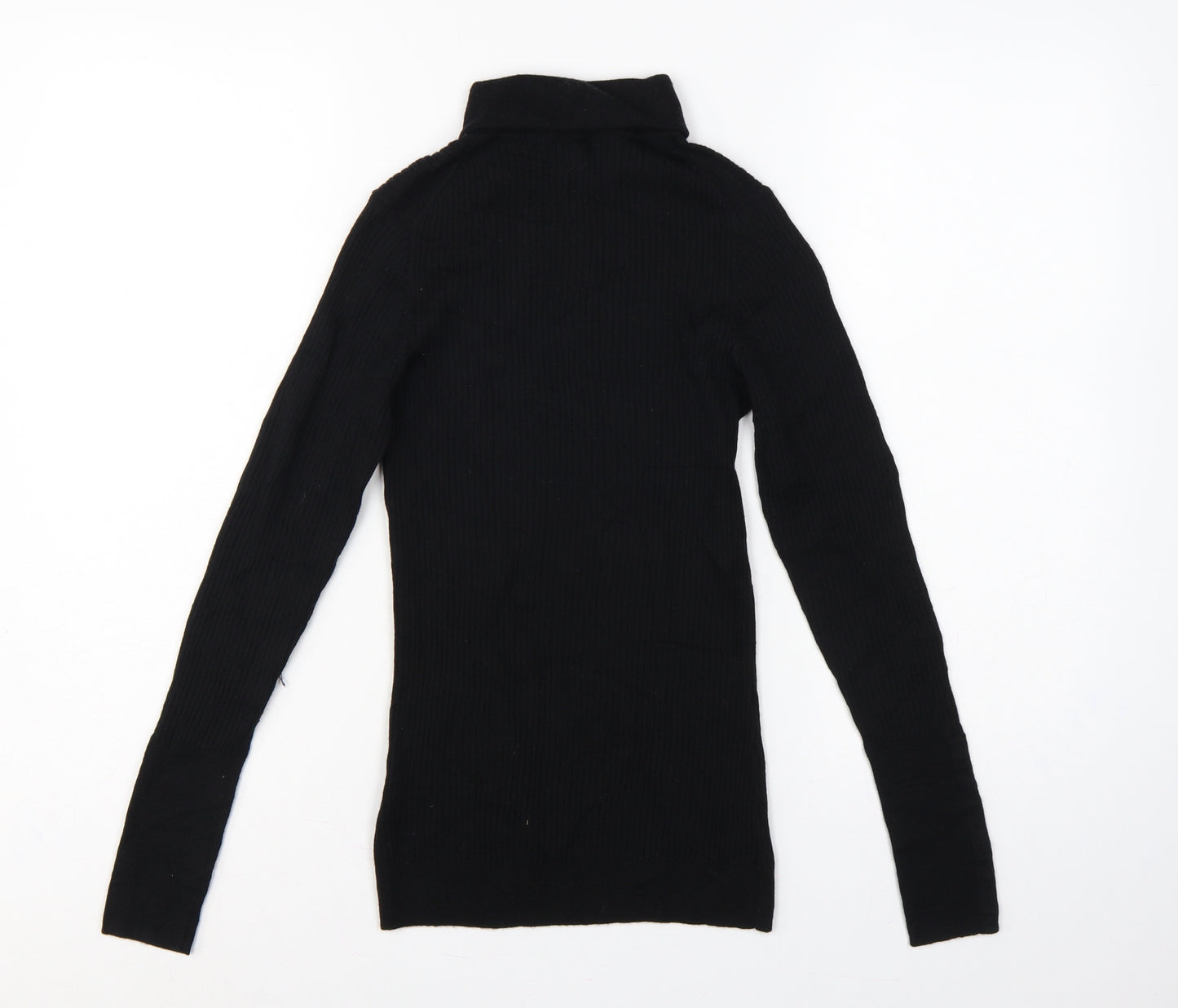 Hobbs Women Black M Merino Wool Ribbed Roll Neck Pullover Jumper