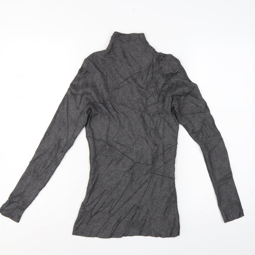 Lipsy London Women’s Grey Ribbed Roll Neck Slim Jumper UK 8