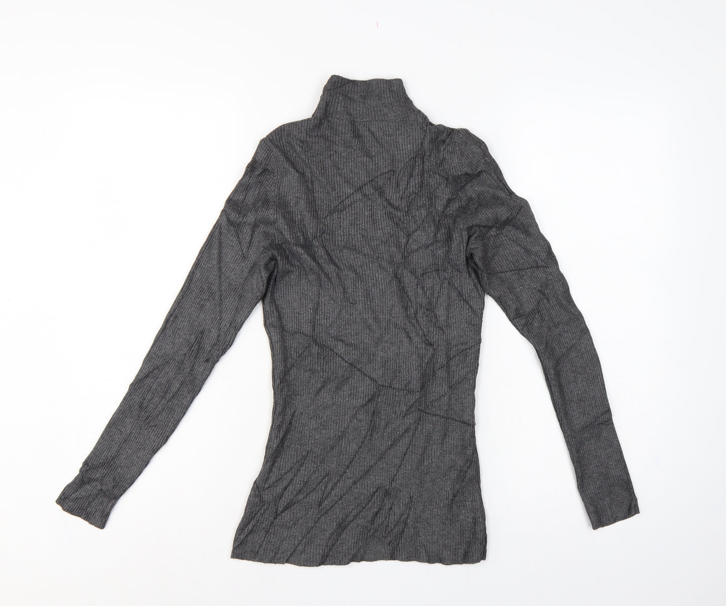 Lipsy London Women’s Grey Ribbed Roll Neck Slim Jumper UK 8