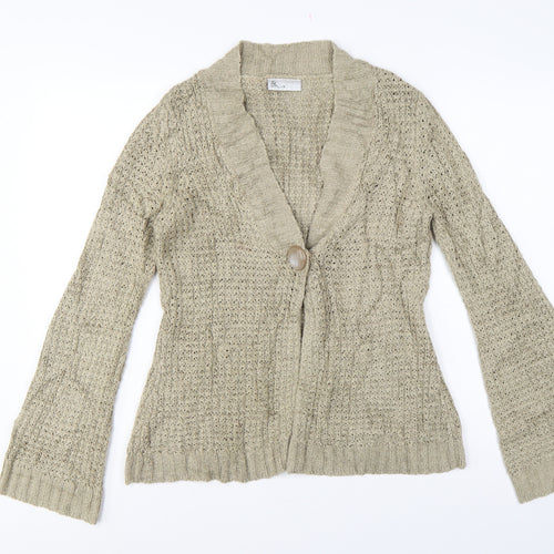 Bhs Women’s Beige UK 10 Chunky Knit Shawl Collar Button Cardigan