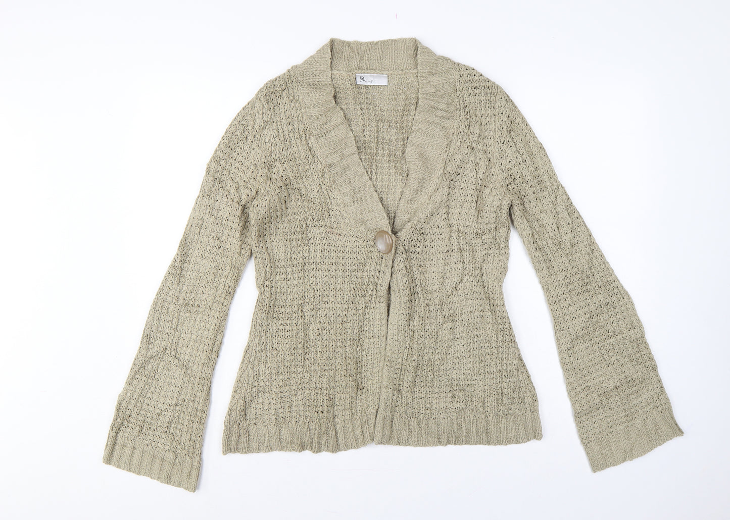 Bhs Women’s Beige UK 10 Chunky Knit Shawl Collar Button Cardigan