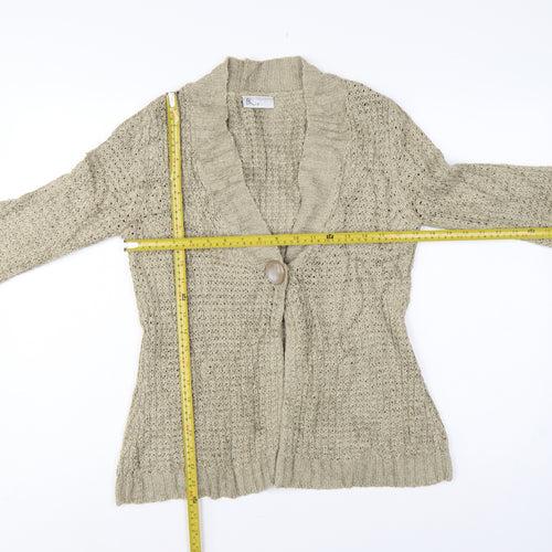 Bhs Women’s Beige UK 10 Chunky Knit Shawl Collar Button Cardigan