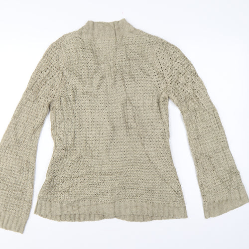 Bhs Women’s Beige UK 10 Chunky Knit Shawl Collar Button Cardigan