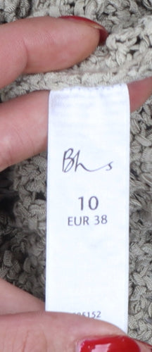 Bhs Women’s Beige UK 10 Chunky Knit Shawl Collar Button Cardigan