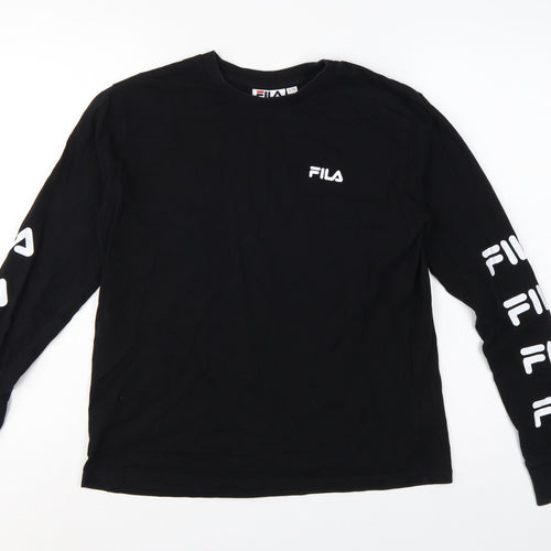 Fila Women’s Black Size 10 Long Sleeve Logo T-Shirt Cotton