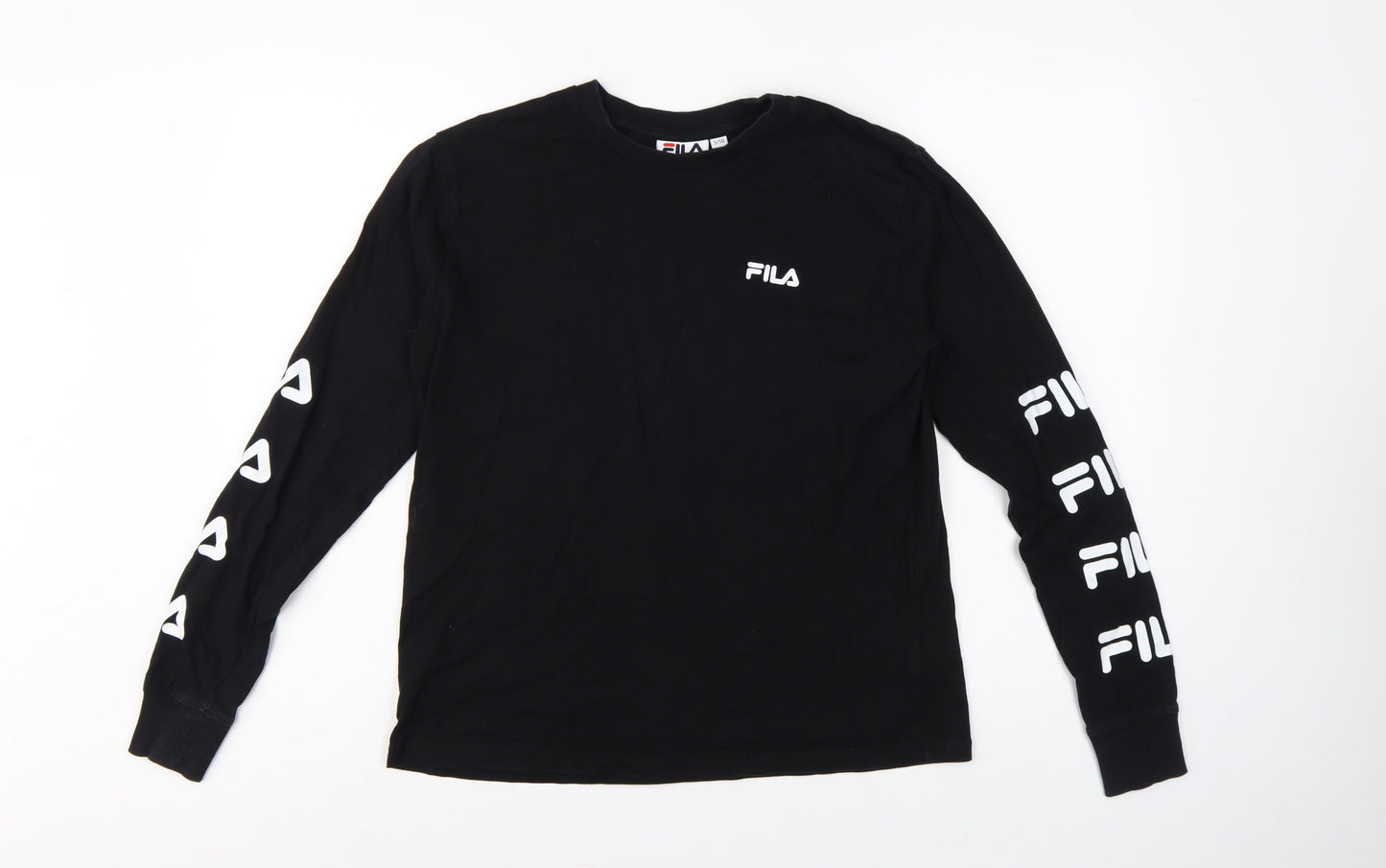Fila Women’s Black Size 10 Long Sleeve Logo T-Shirt Cotton