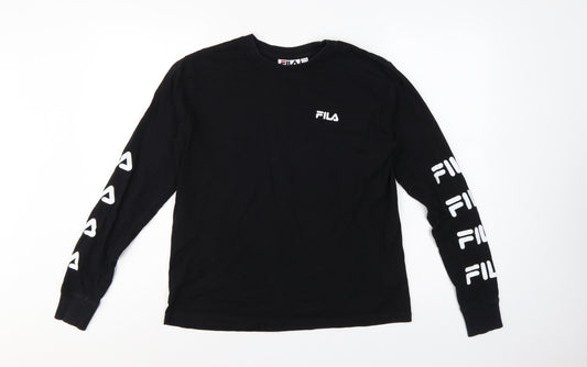 Fila Women’s Black Size 10 Long Sleeve Logo T-Shirt Cotton