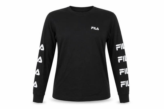 Fila Women’s Black Size 10 Long Sleeve Logo T-Shirt Cotton