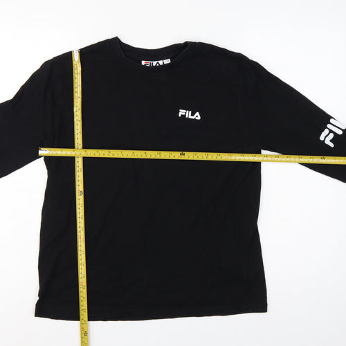 Fila Women’s Black Size 10 Long Sleeve Logo T-Shirt Cotton