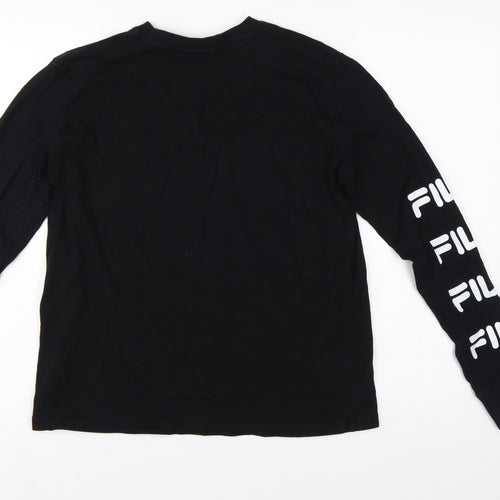 Fila Women’s Black Size 10 Long Sleeve Logo T-Shirt Cotton