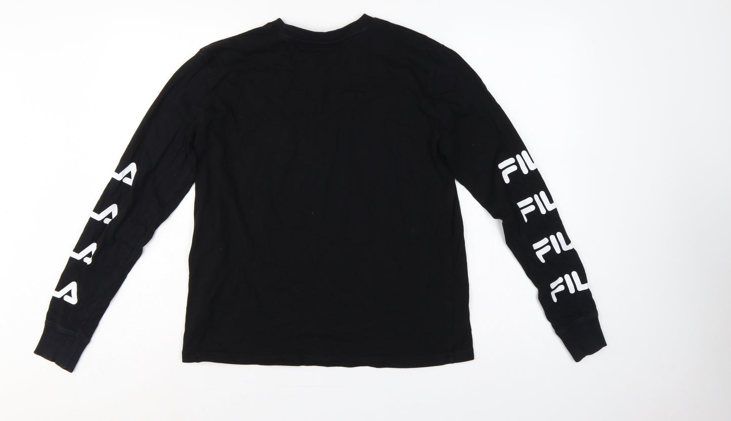 Fila Women’s Black Size 10 Long Sleeve Logo T-Shirt Cotton
