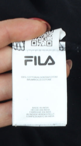 Fila Women’s Black Size 10 Long Sleeve Logo T-Shirt Cotton