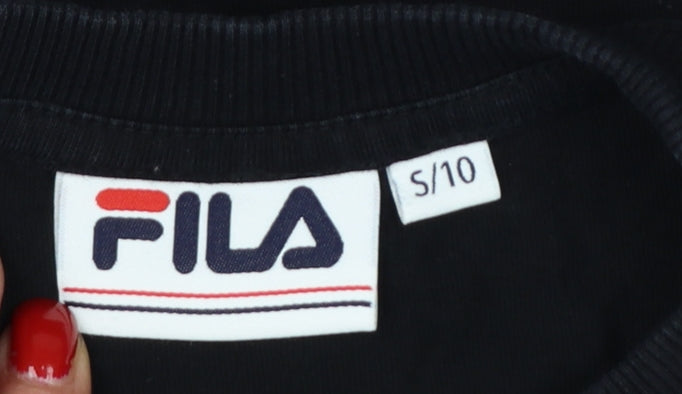 Fila Women’s Black Size 10 Long Sleeve Logo T-Shirt Cotton