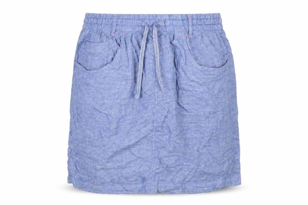 M&S Women Blue UK 14 Linen Lyocell Drawstring Knee Length Skirt