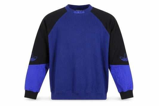 Adidas Originals Men’s Blue Black Colour Block Fleece Sweatshirt XL Pullover