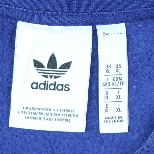 Adidas Originals Men’s Blue Black Colour Block Fleece Sweatshirt XL Pullover