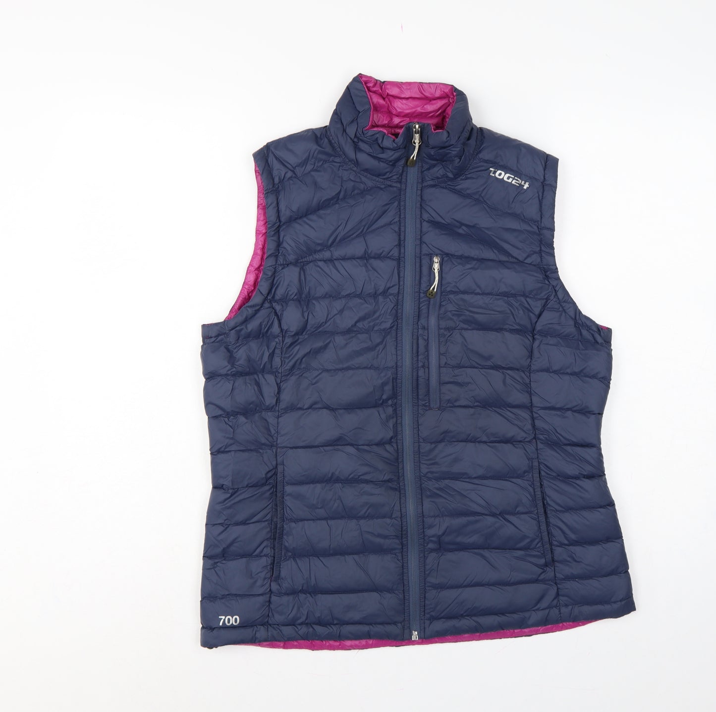 TOG24 Women’s Navy Pink UK 12 700 Fill Down Puffer Gilet Waistcoat