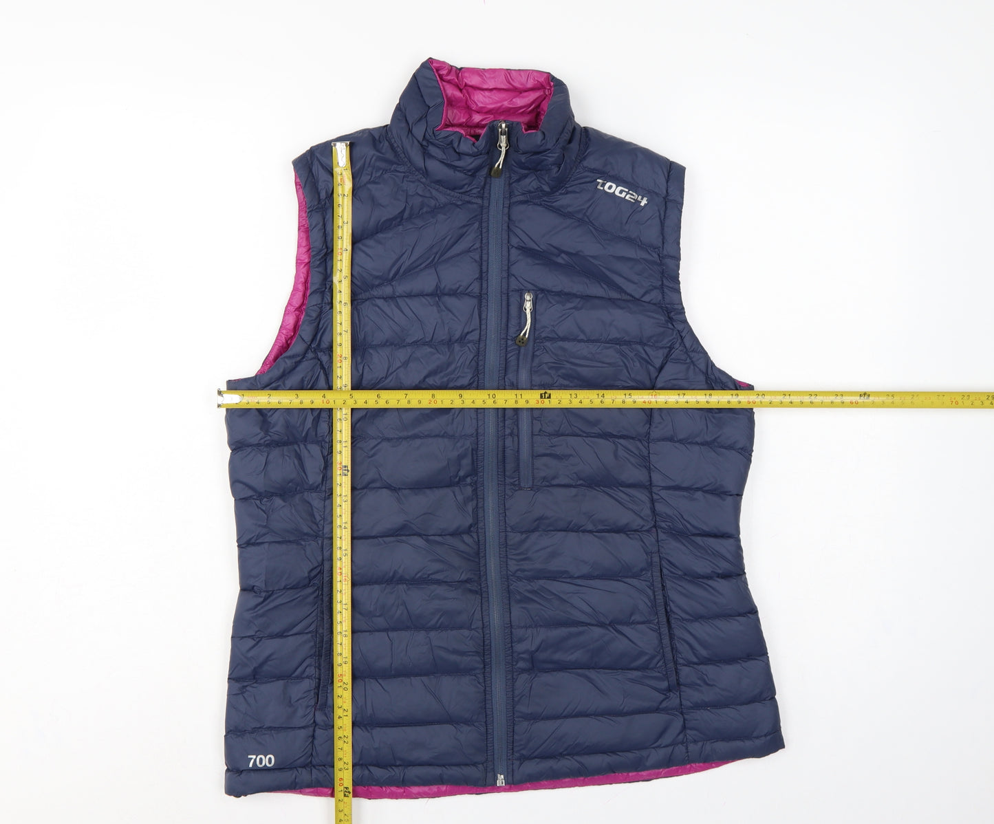 TOG24 Women’s Navy Pink UK 12 700 Fill Down Puffer Gilet Waistcoat