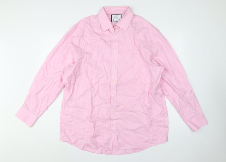 Charles Tyrwhitt Men's Pink 17 Classic Fit Non-Iron Cotton Dress Shirt