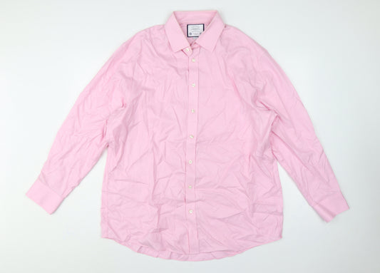 Charles Tyrwhitt Men's Pink 17 Classic Fit Non-Iron Cotton Dress Shirt