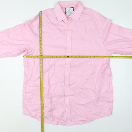 Charles Tyrwhitt Men's Pink 17 Classic Fit Non-Iron Cotton Dress Shirt