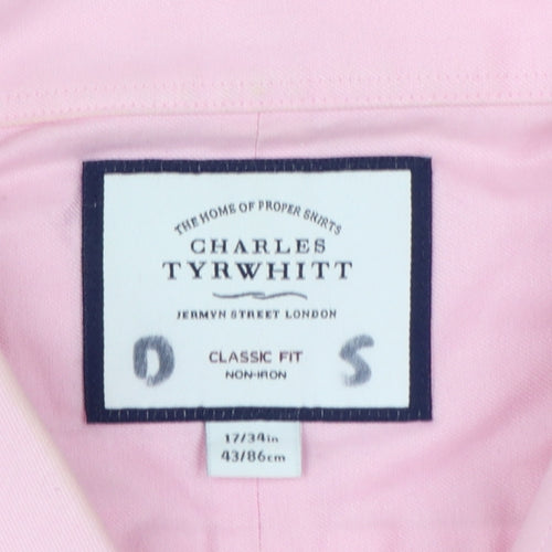 Charles Tyrwhitt Men's Pink 17 Classic Fit Non-Iron Cotton Dress Shirt