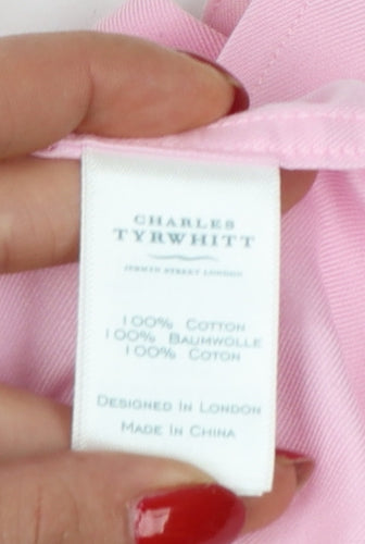 Charles Tyrwhitt Men's Pink 17 Classic Fit Non-Iron Cotton Dress Shirt