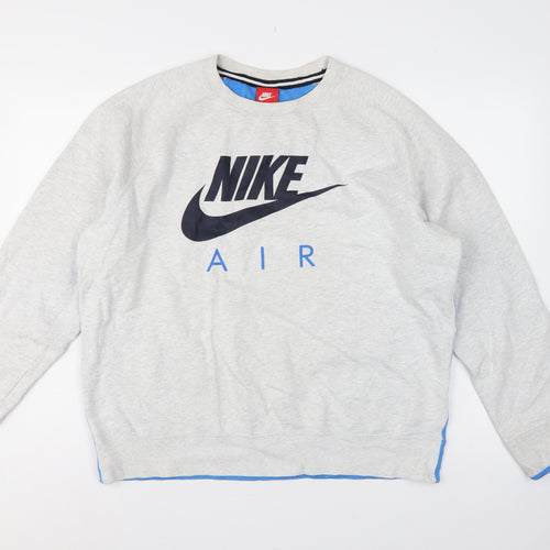 Nike Men’s Grey Blue Air Logo Graphic Pullover Sweatshirt L