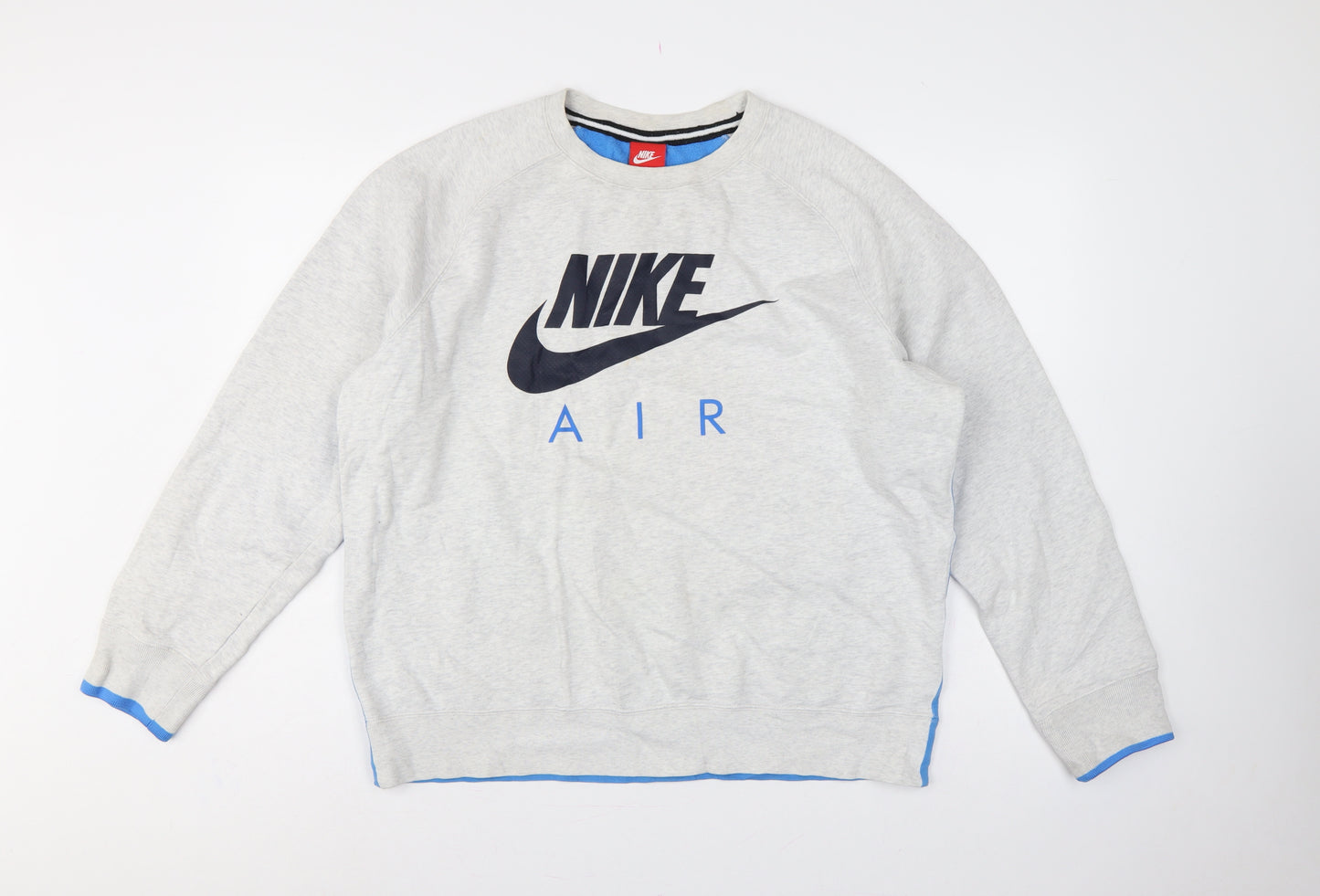Nike Men’s Grey Blue Air Logo Graphic Pullover Sweatshirt L