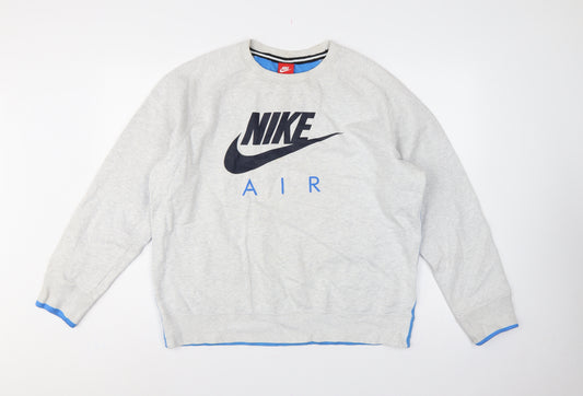 Nike Men’s Grey Blue Air Logo Graphic Pullover Sweatshirt L
