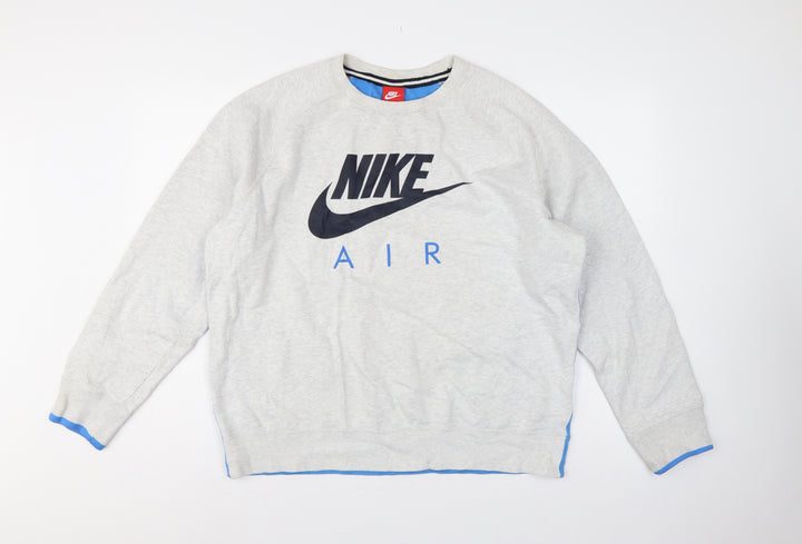 Nike Men’s Grey Blue Air Logo Graphic Pullover Sweatshirt L