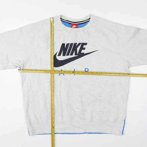 Nike Men’s Grey Blue Air Logo Graphic Pullover Sweatshirt L