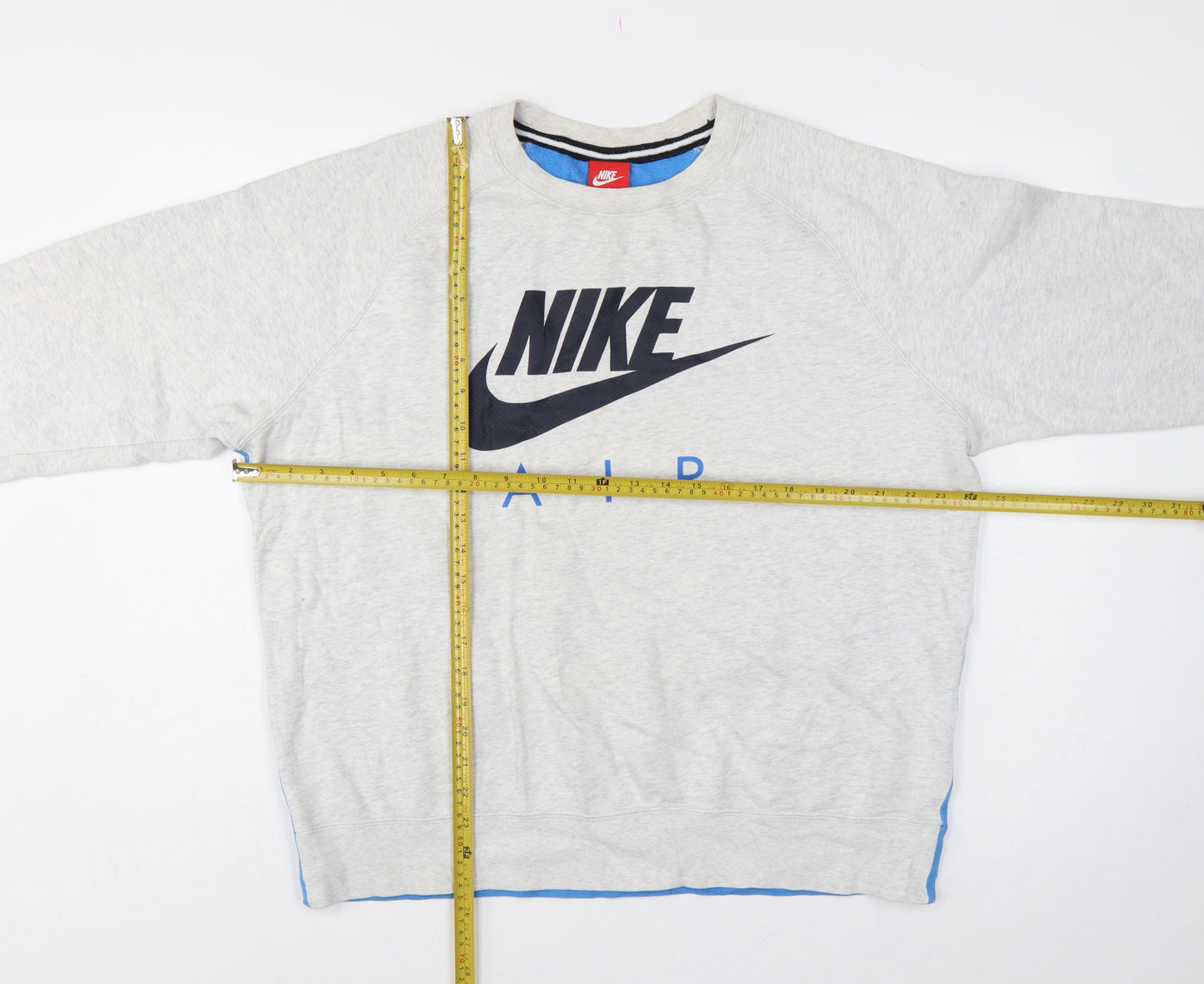 Nike Men’s Grey Blue Air Logo Graphic Pullover Sweatshirt L